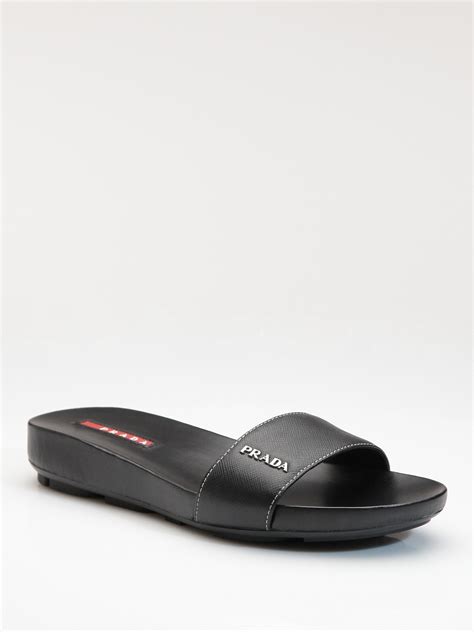 prada slides for women|prada flat sandals black.